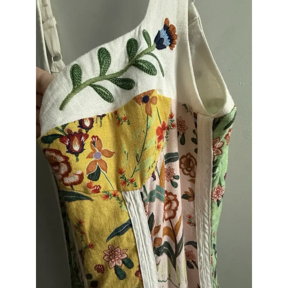 Christian Lacroix Floral Boho Midi Dress US 10 M Cottagecore Embroidered Peasant - Picture 4 of 12